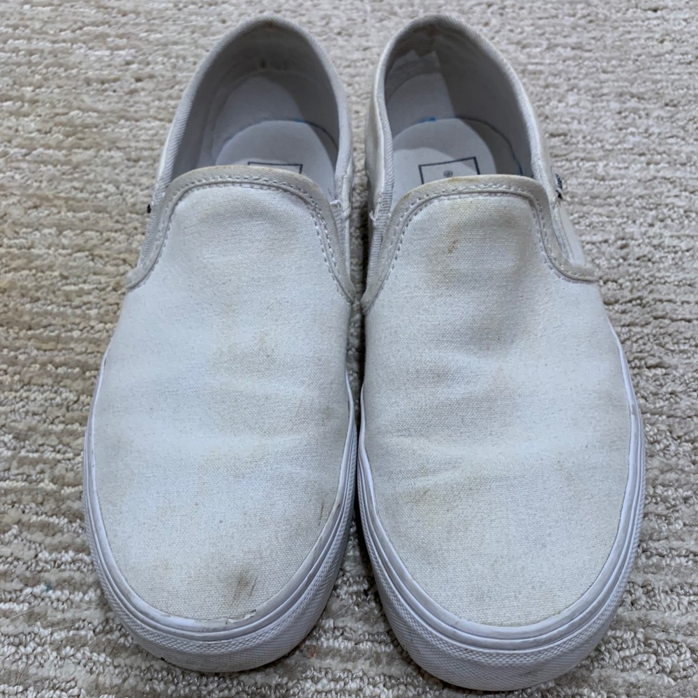 White slip on vans